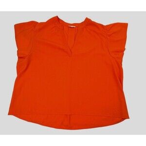 Jolie & Joy V-Neck Flutter Sleeve Orange Summer Blouse Top Resort Cruise 3X